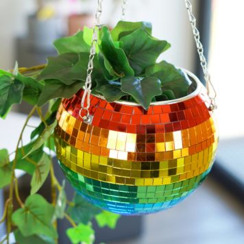 Disco Ball Hanging Planter - Rainbow Edition