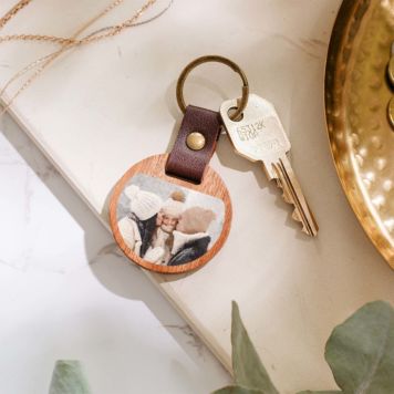 Personalised Wooden Key Ring with Photo - Design