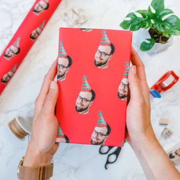 Personalised Wrapping Paper: Face with Party Hat