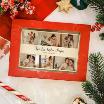 Personalisierte Schokolade als Karte mit 6 Fotos und Text - Design