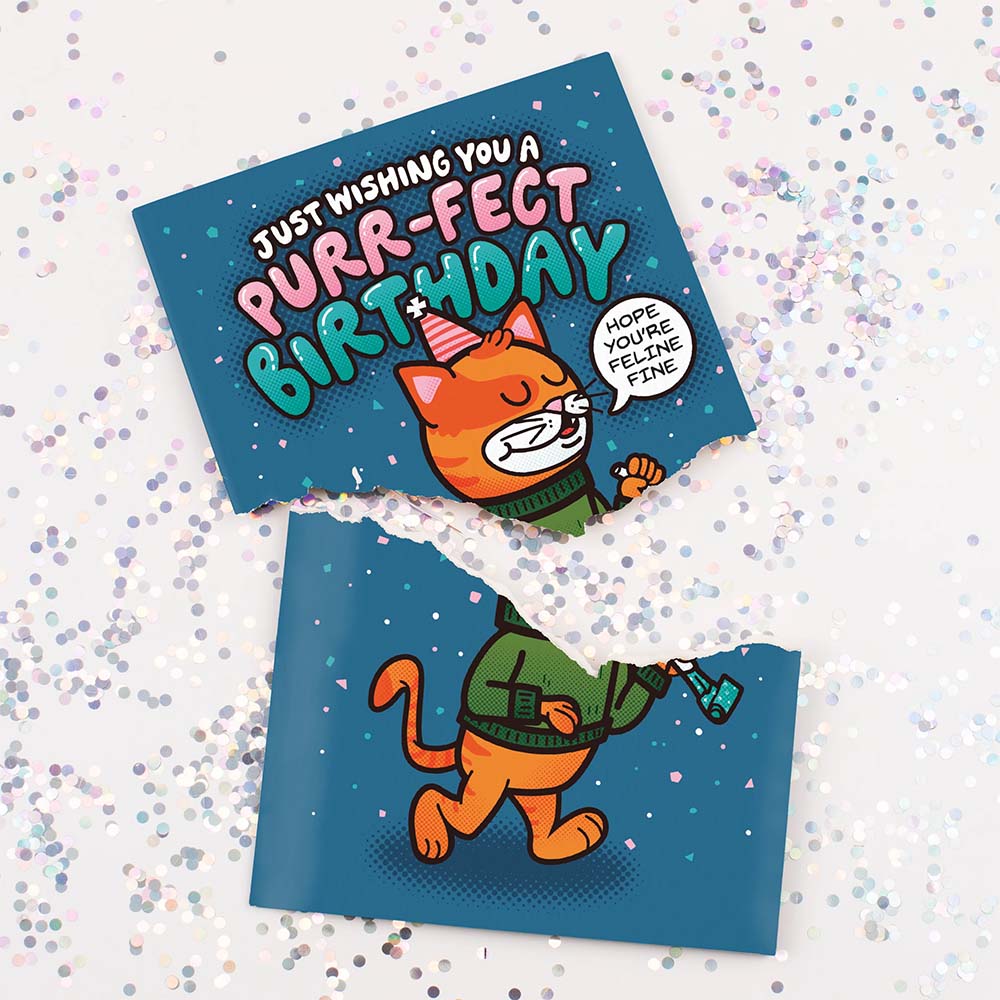 Endless Cool Cat Birthday Card with Glitter – Prank Card