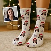 Personalised Socks with Face in Christmas Hat