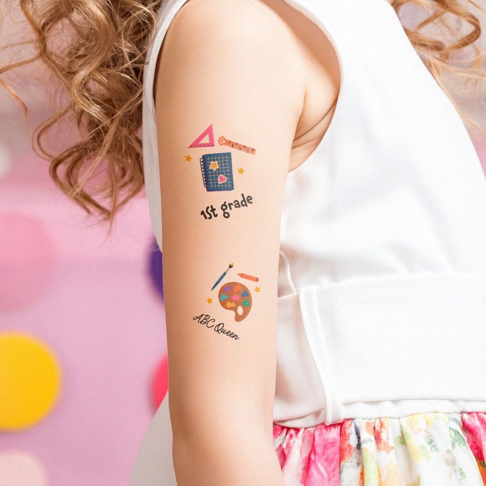 Personalisierbare Kinder Tattoos Schulanfang
