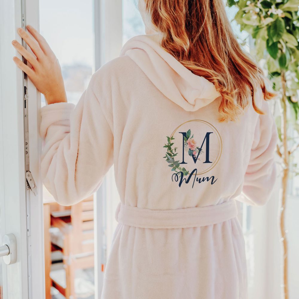 Personalised floral monogram bathrobe