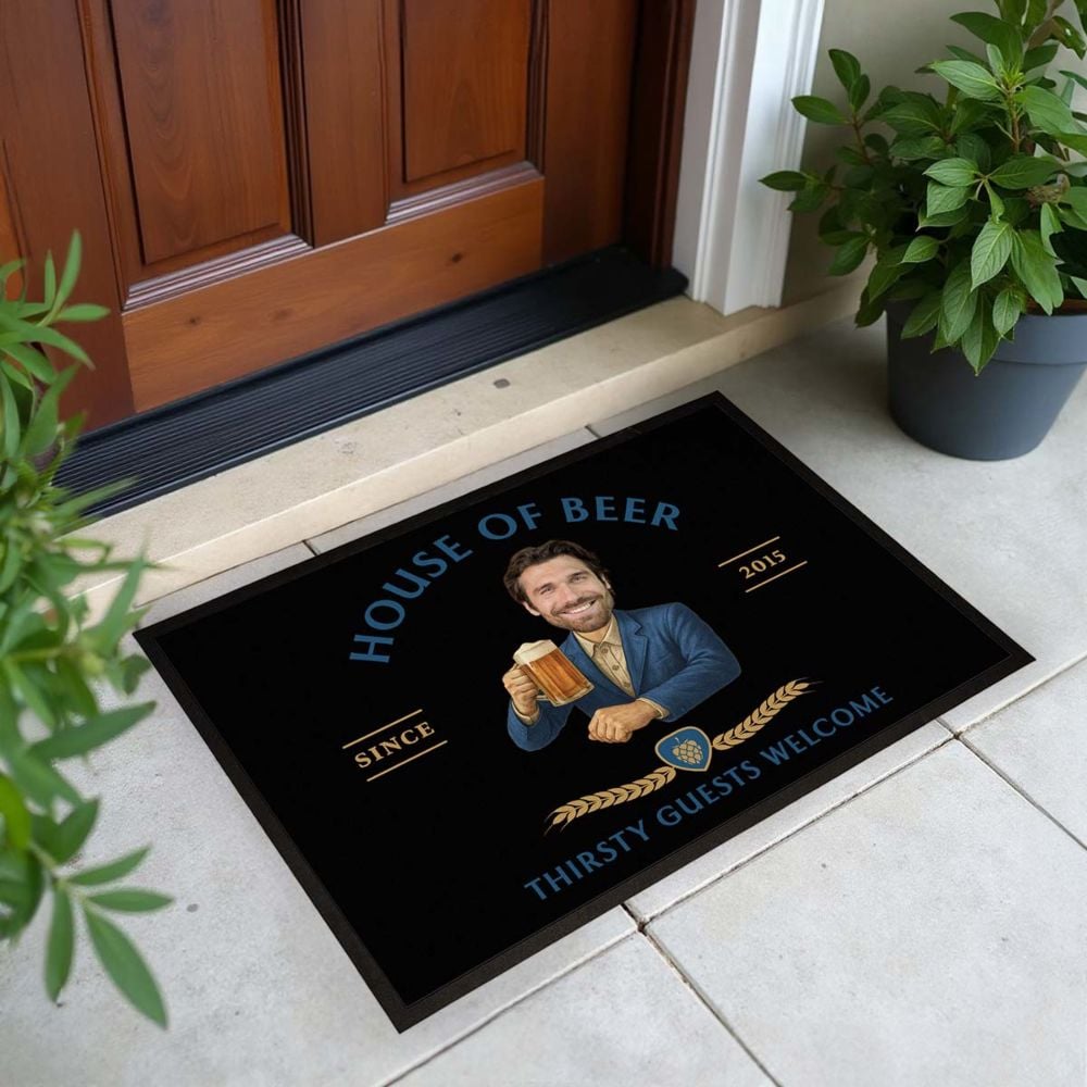 Personalised Face Doormat with Beer Logo