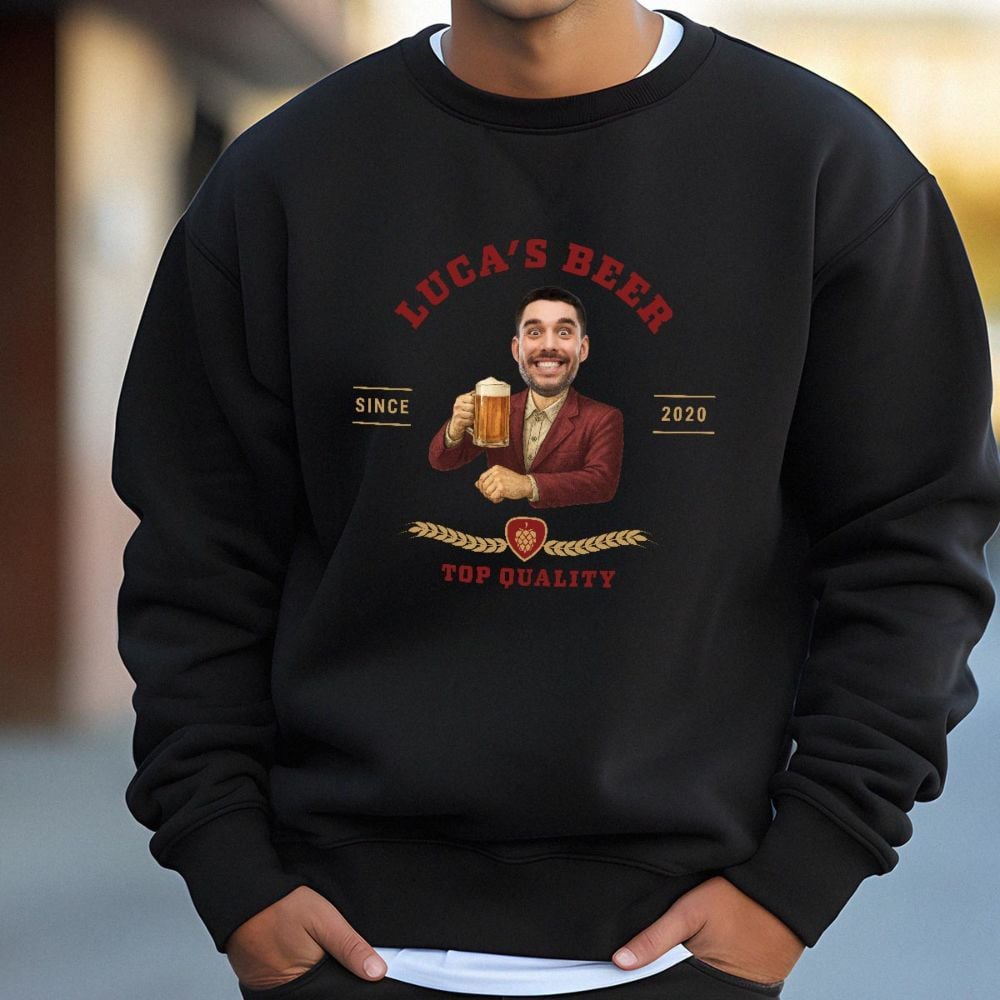 Personalised Face Sweatshirt with Beer Logo
