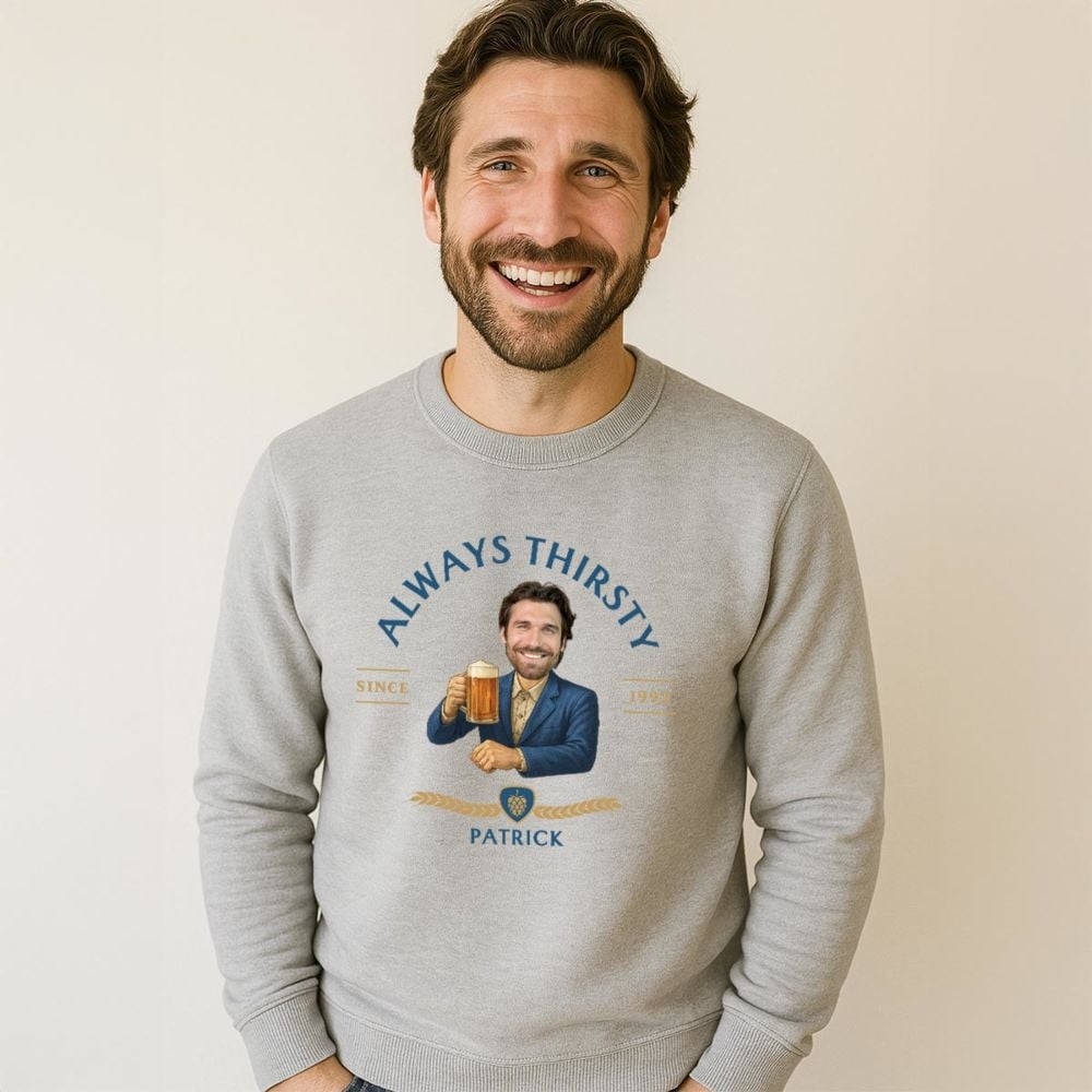 Personalised Face Sweatshirt with Beer Logo