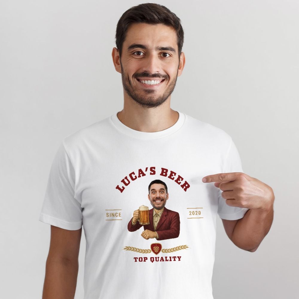 Personalised Face T-Shirt with Beer Logo