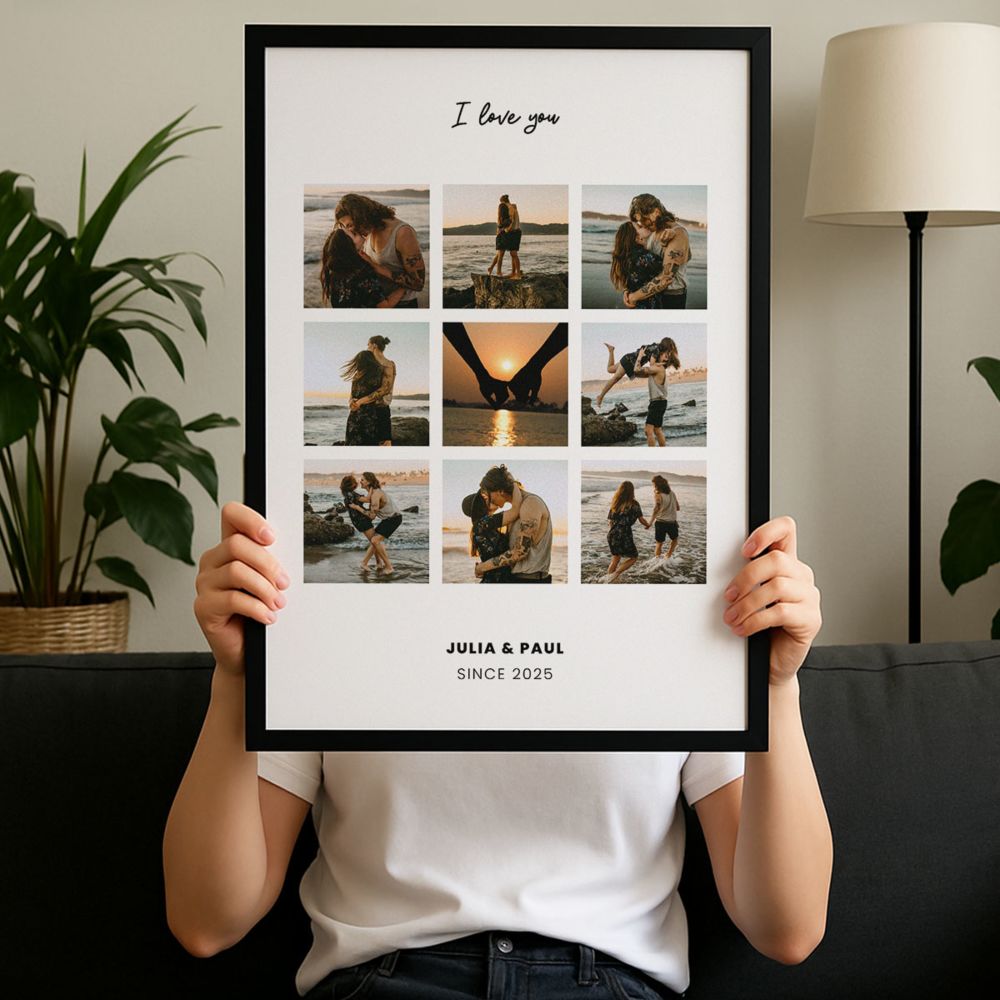 Personalisierbares Poster Fotocollage mit Text