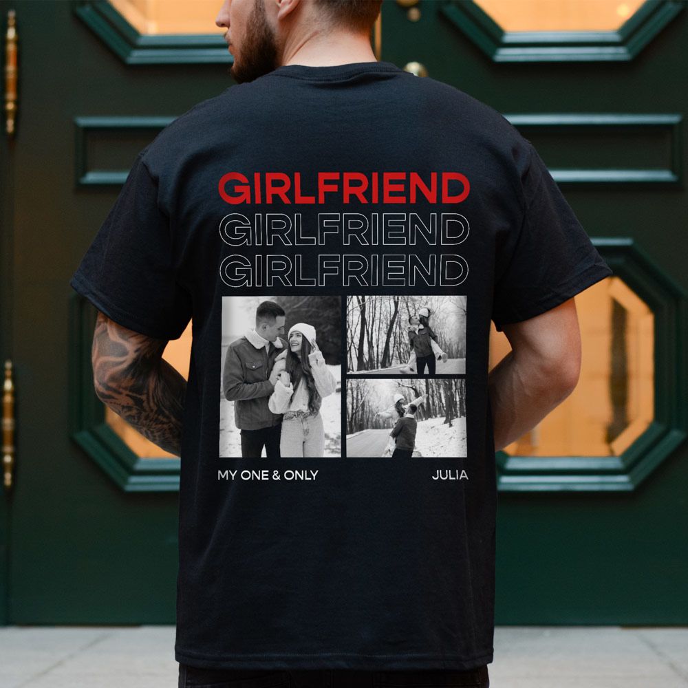 Personalised T-Shirt with Black and White Photos and Text