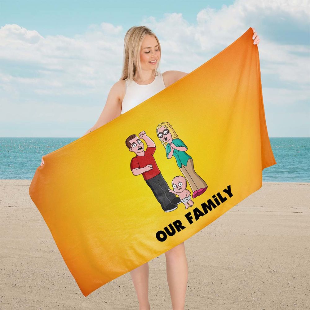 Personalised Family Cartoon Towel