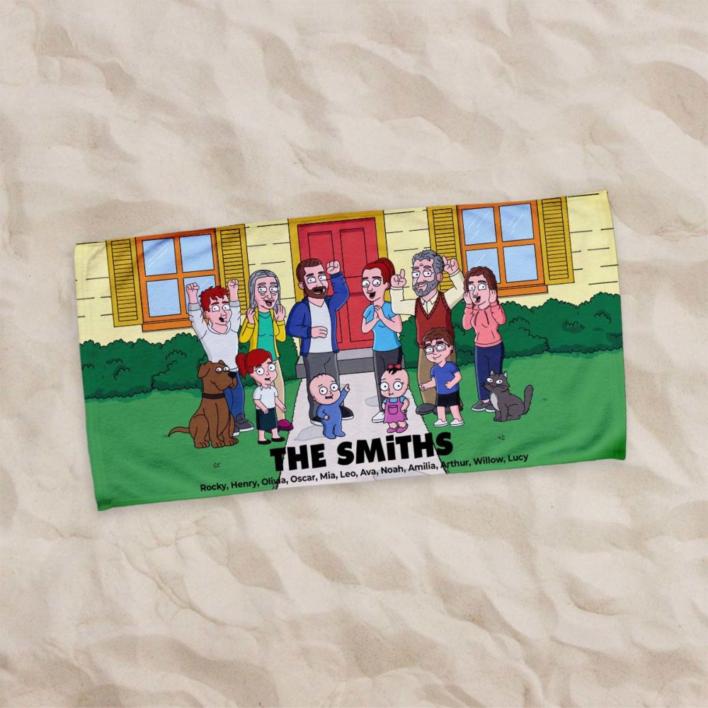 Personalised Family Cartoon Towel