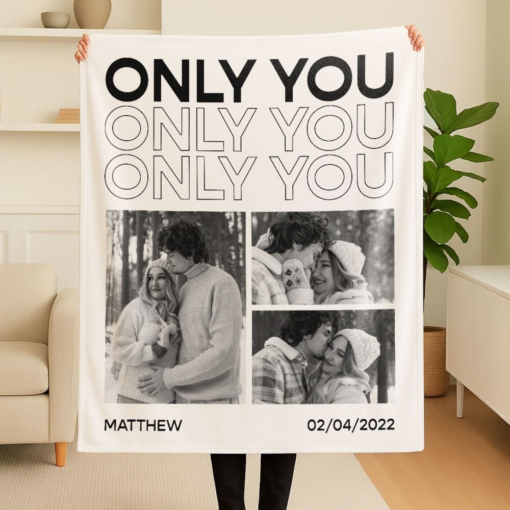 Personalised Blanket with Monochrome Photos and Text