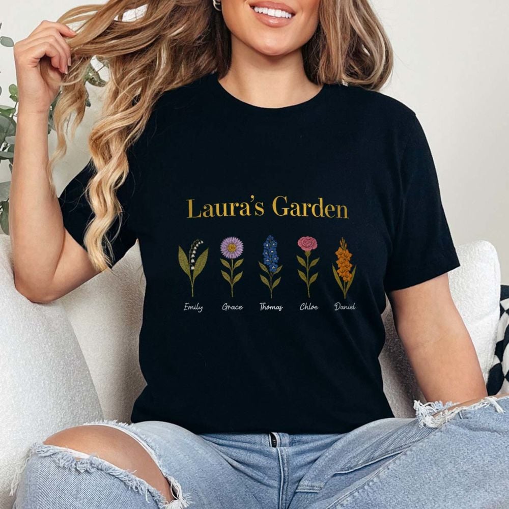Personalised T-Shirt with Birth Flowers