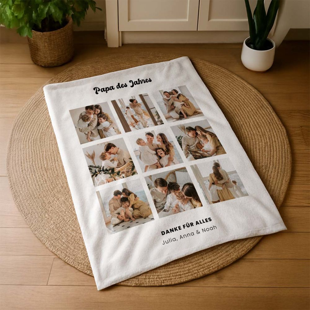Personalised Photo Upload Blanket with Text