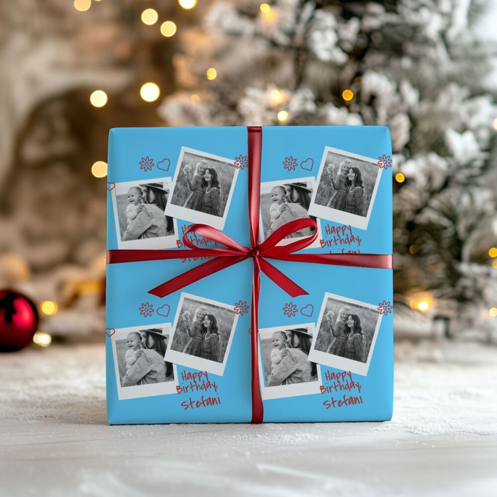 Personalised Gift Wrapping Paper with Photo and Name