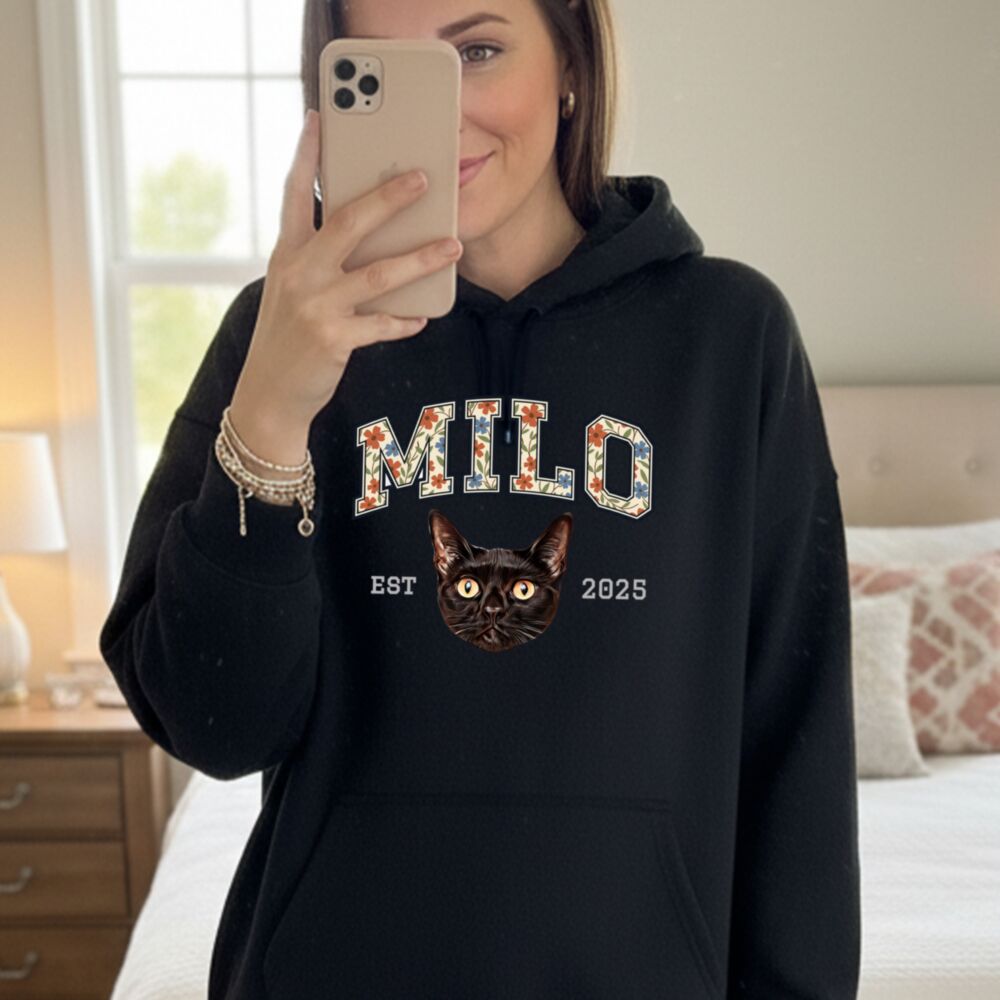 Personalised Hoodie with Pet Photo, Name and Year