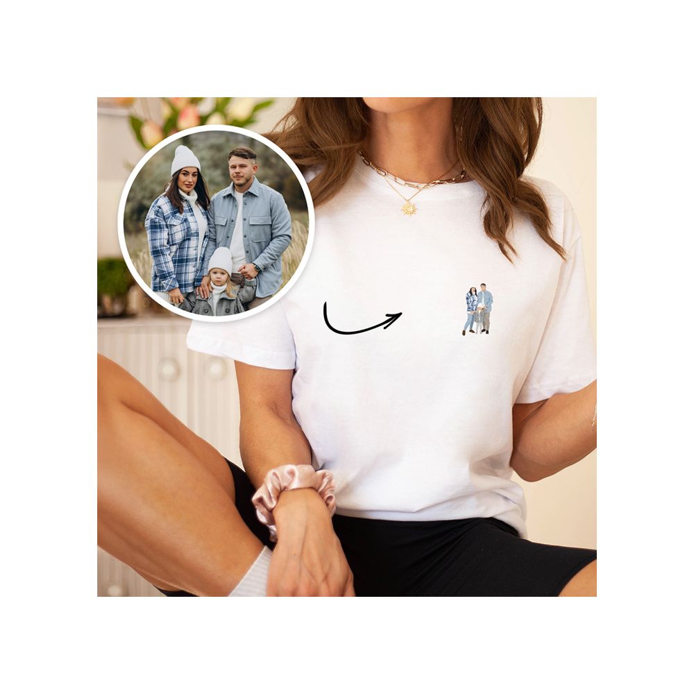 Personalisierbares T-Shirt mit kleiner KI-Illustration
