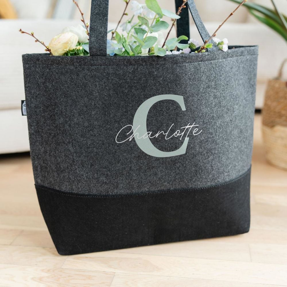 Personalised Felt Tote With Monogram