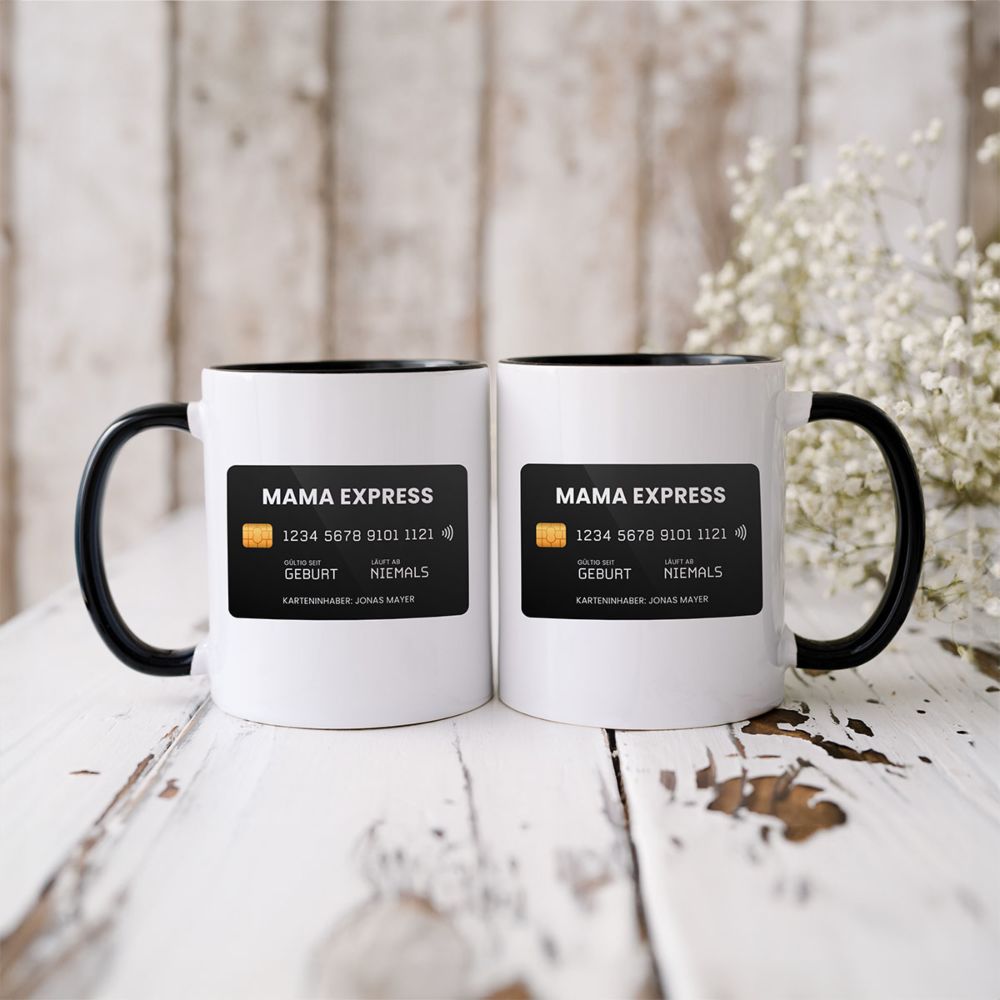 Personalised Mug with Credit Card Design and Text