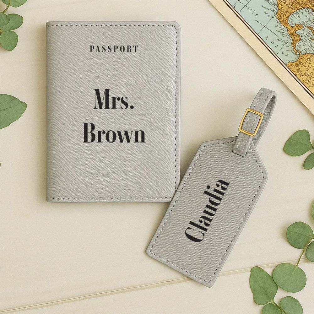 Personalised Passport Cover & Luggage Tag Set – Text Edition