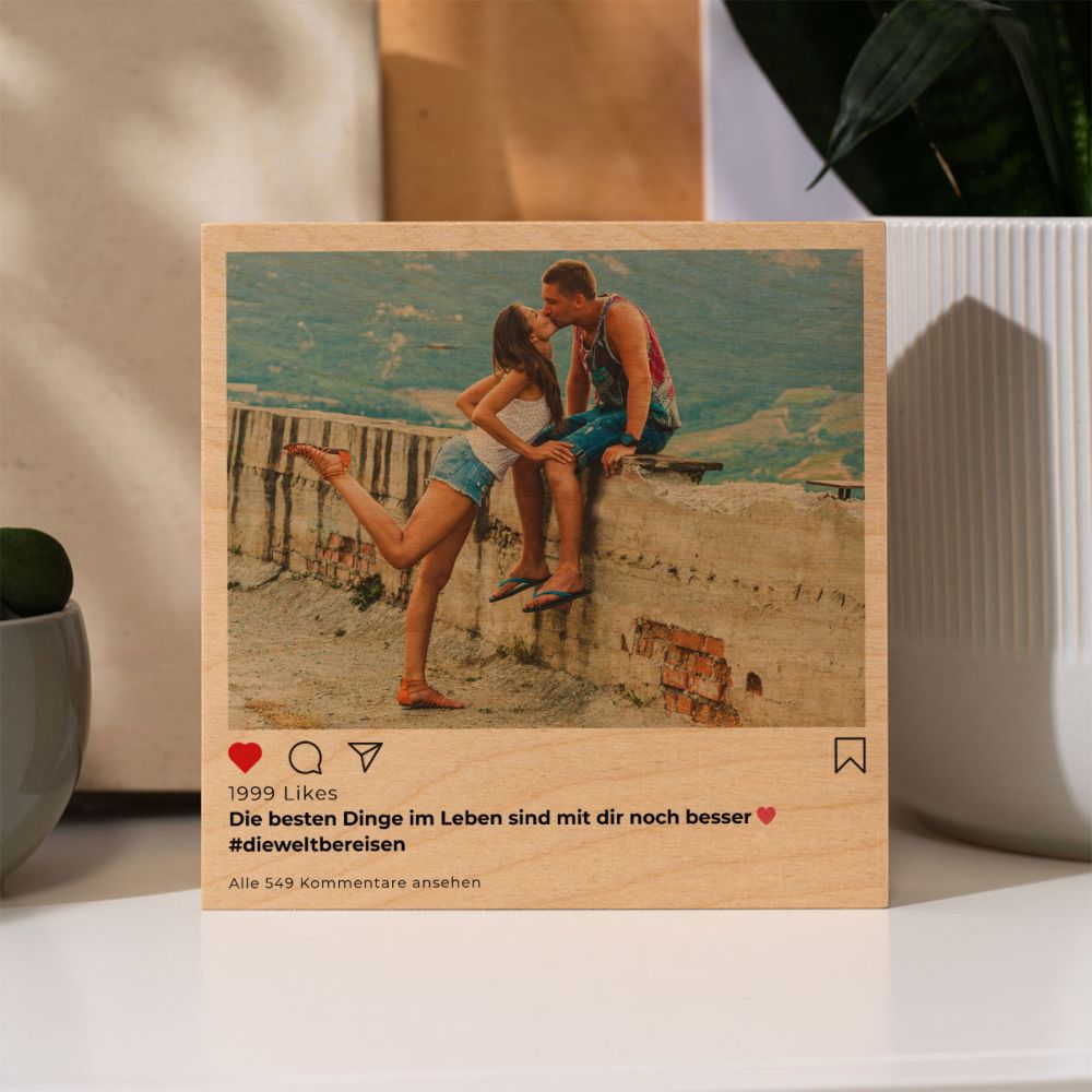 Personalised Instagram Wooden Photo Block  