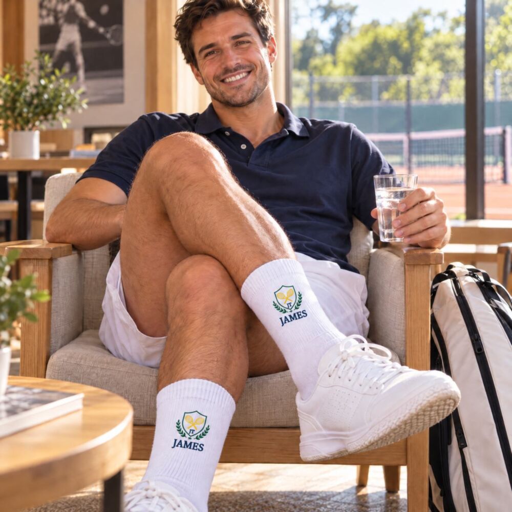 Personalised Tennis Socks with Emblem, Initials & Name
