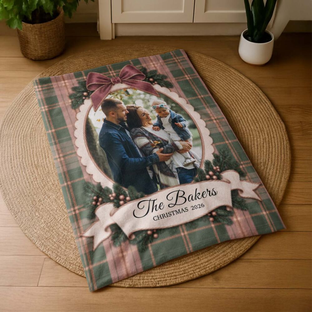 Personalised Christmas Blanket with Photo and Text