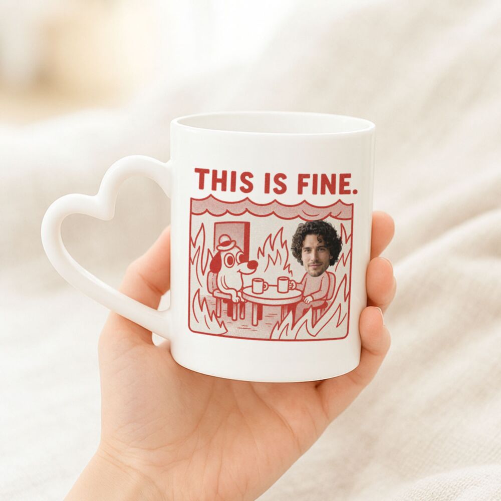 Personalised This is Fine Meme Mug with Your Photo