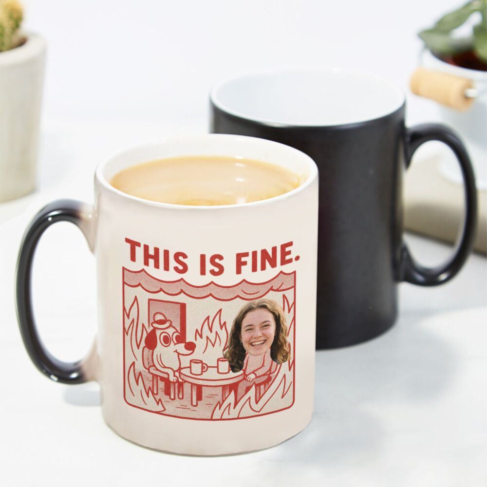 Personalised This is Fine Meme Mug with Your Photo