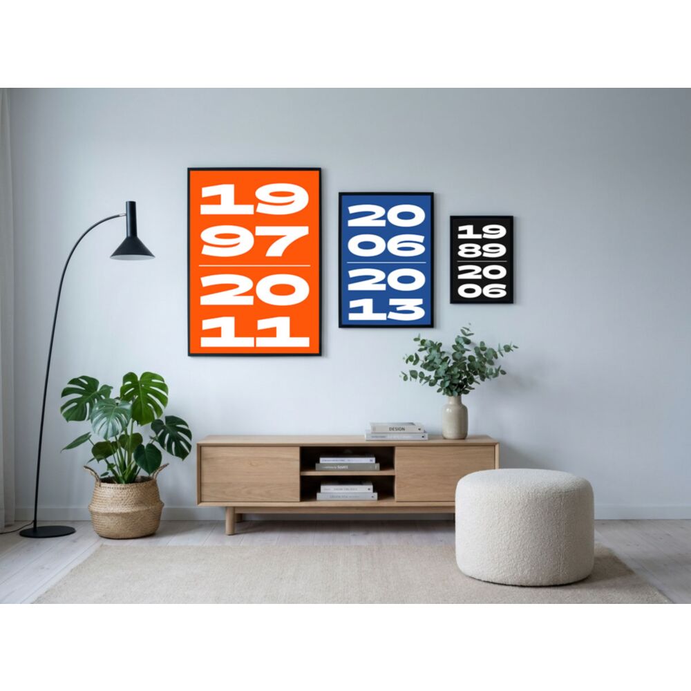Personalised Poster with Two Custom Years, A2 Bold Typography