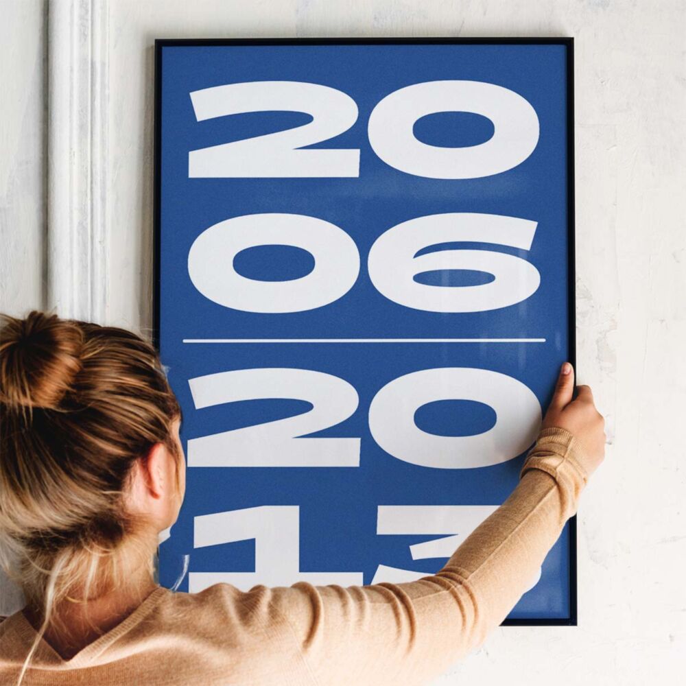Personalised Poster with Two Custom Years, A2 Bold Typography