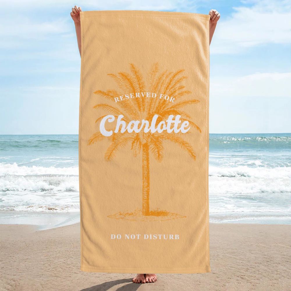 Personalised Towel with Palm Tree Design and Text
