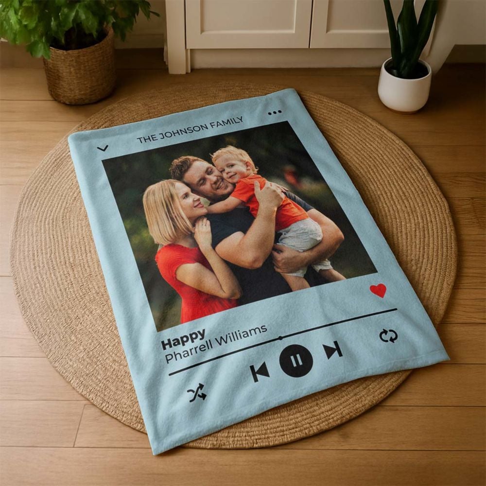 Personalised Blanket with Photo and Song Title