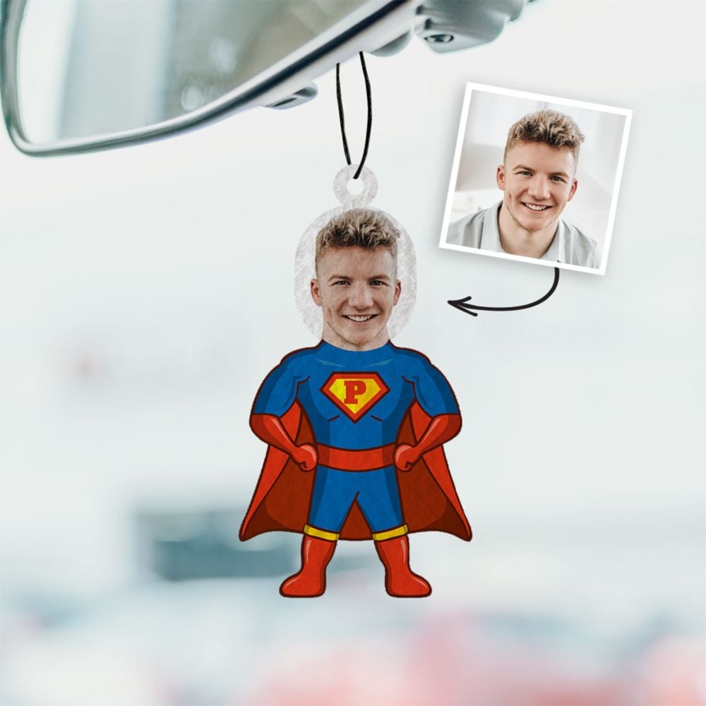 Personalised Superhero Face Air Freshener (Set of 2)