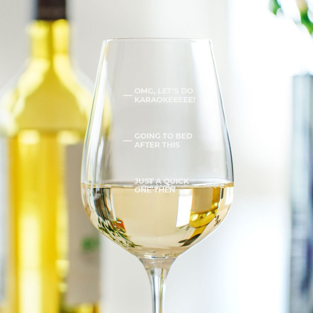 Personalised wine measure glass