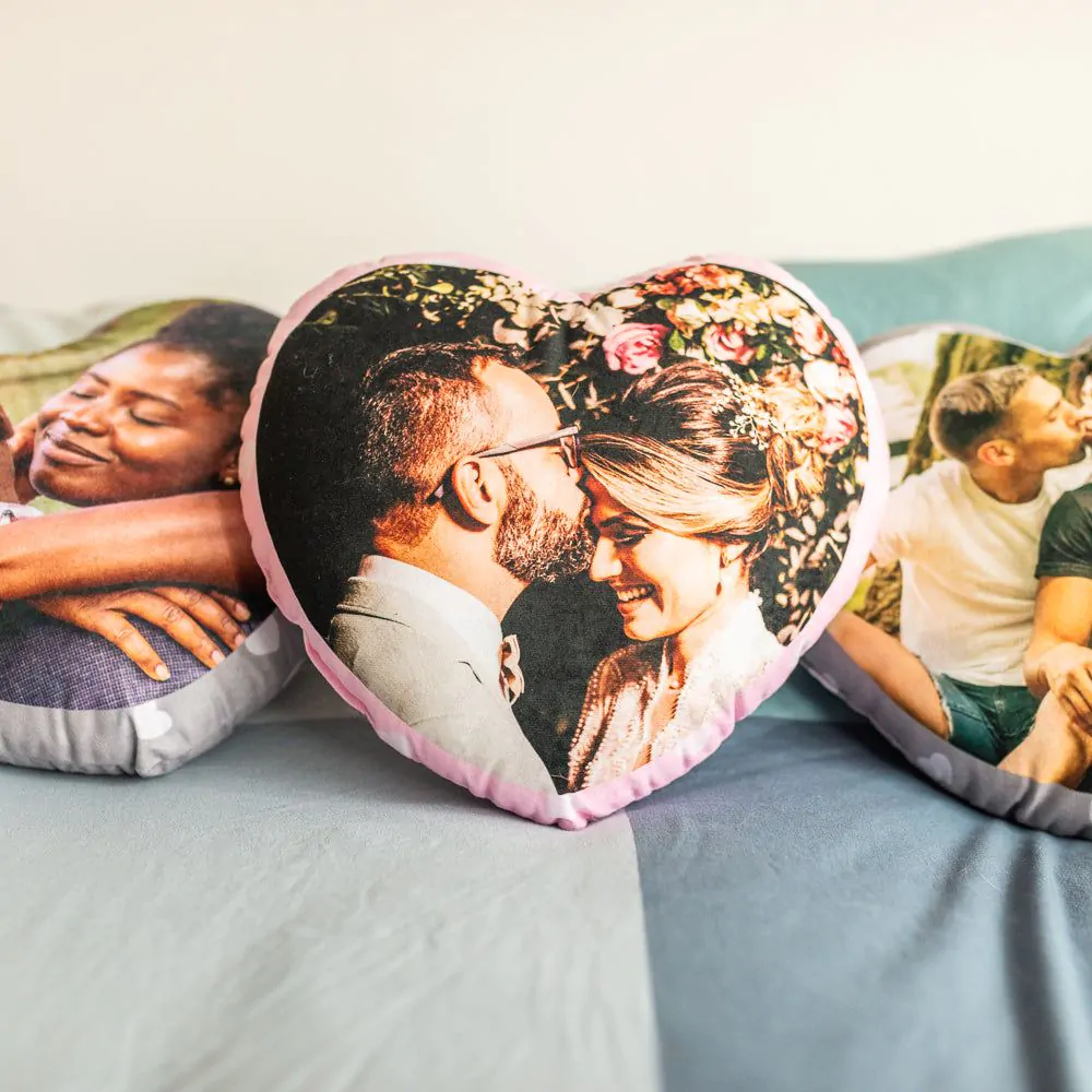 Heart shaped discount pillow with picture