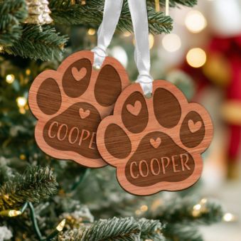 Personalised Wooden Paw Ornaments