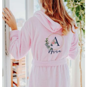 Personalised floral monogram bathrobe