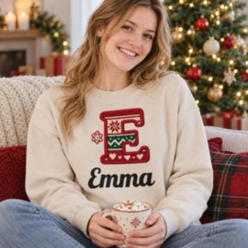 Personalised Christmas Sweatshirt with Initial and Name