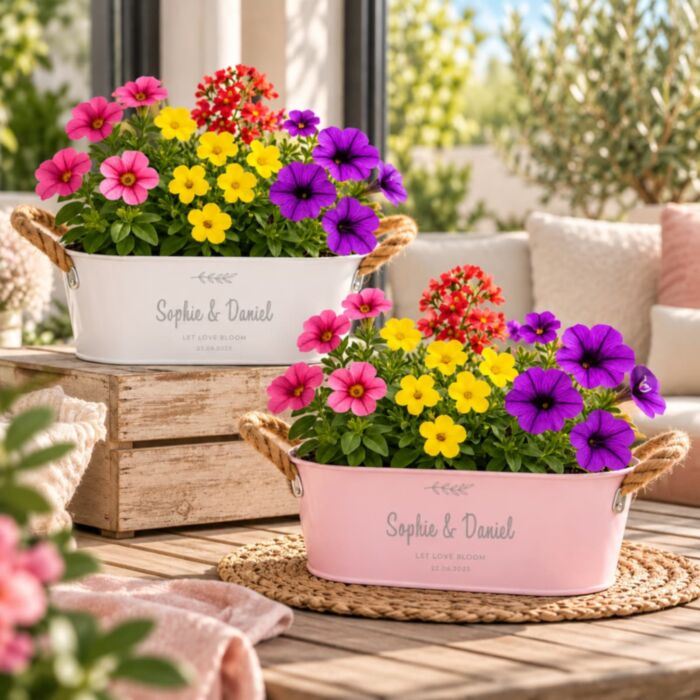 Personalised Planter with Wreath and Text