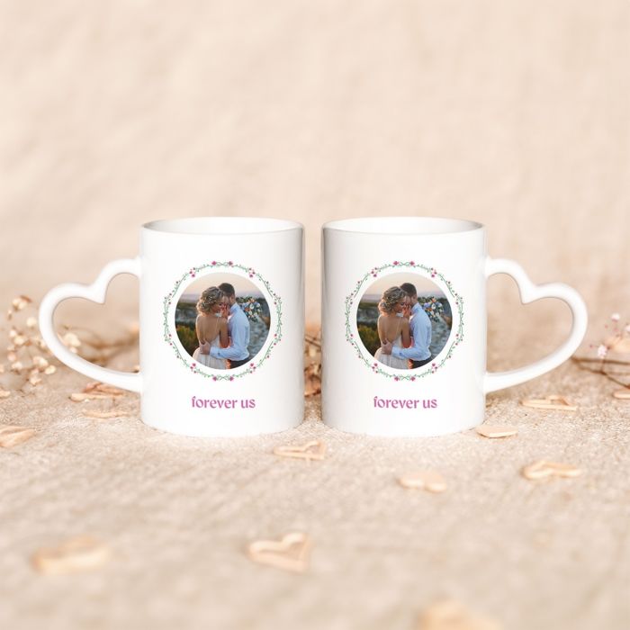 Personalised Flower Wreath Mug with Photo and Text