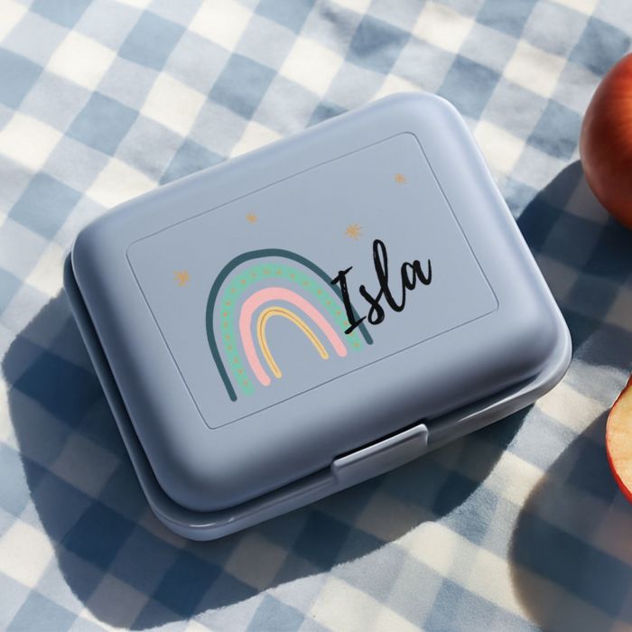 Personalised Kids Lunch Box with Rainbow