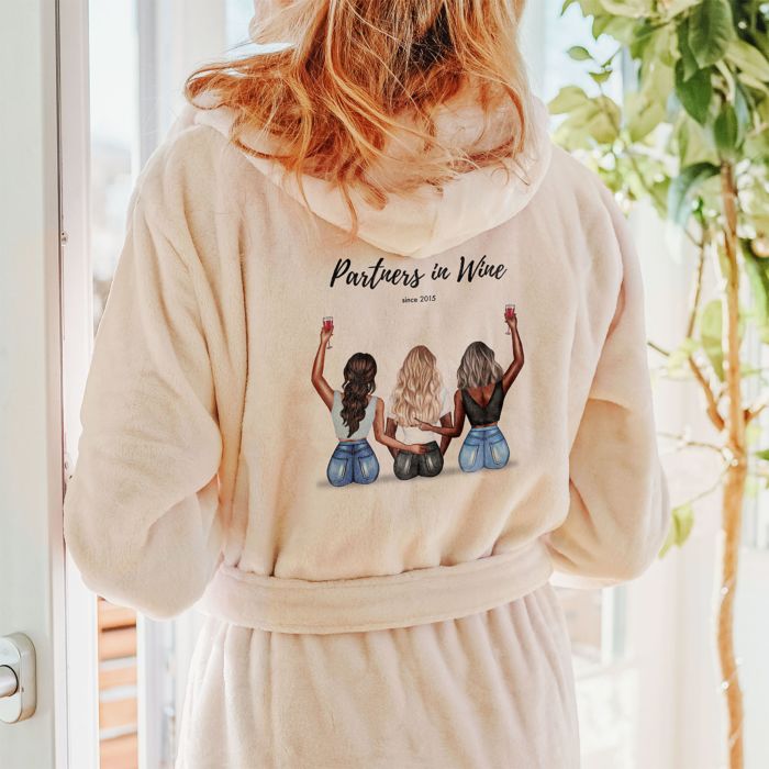 Personalised Girlfriends Illustration Bathrobe