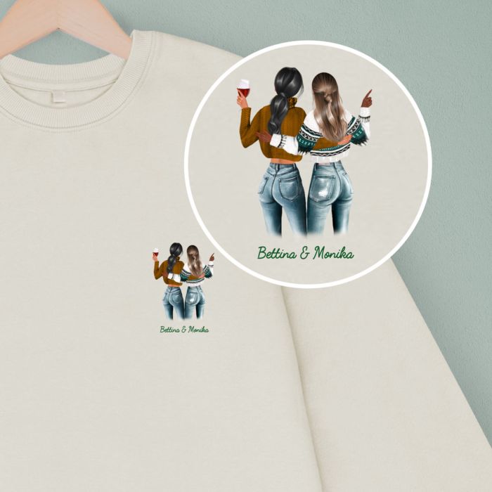 Personalised Sweater with Two Friends Illustration