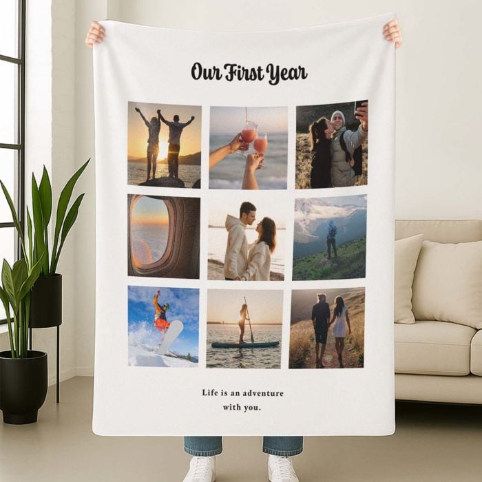 Personalised Photo Upload Blanket with Text
