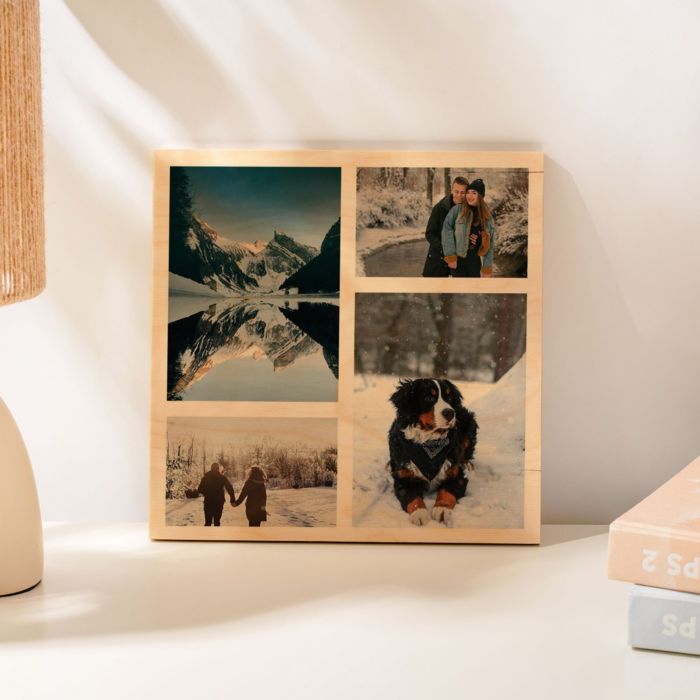 Personalised Wood Print With 4 Photos