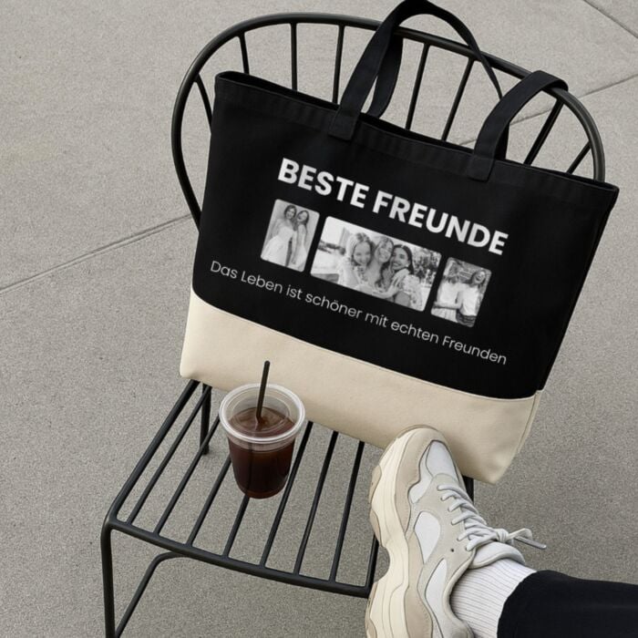 Personalised Photo Tote Bag with Custom Text