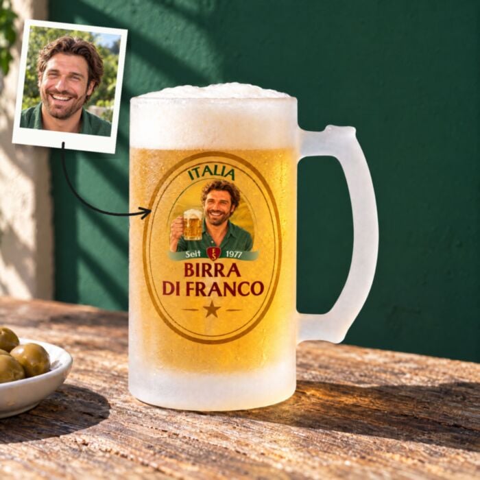 Personalised Beer Mug with Photo and Name