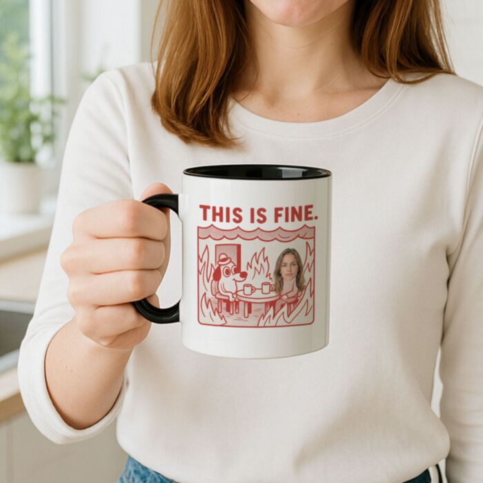Personalised This is Fine Meme Mug with Your Photo